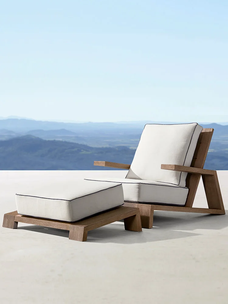 Nordic outdoor teak sofa, outdoor waterproof and sunscreen, courtyard villa, anti-corrosion coffee table