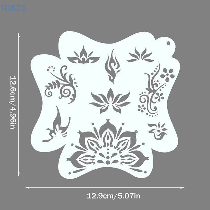 【A】8Pcs Face Painting Tattoo Stencil Set Reusable Hollowed Art Paint Stencils DIY Spray Painting Eyebrow Tattoo Template Cosplay