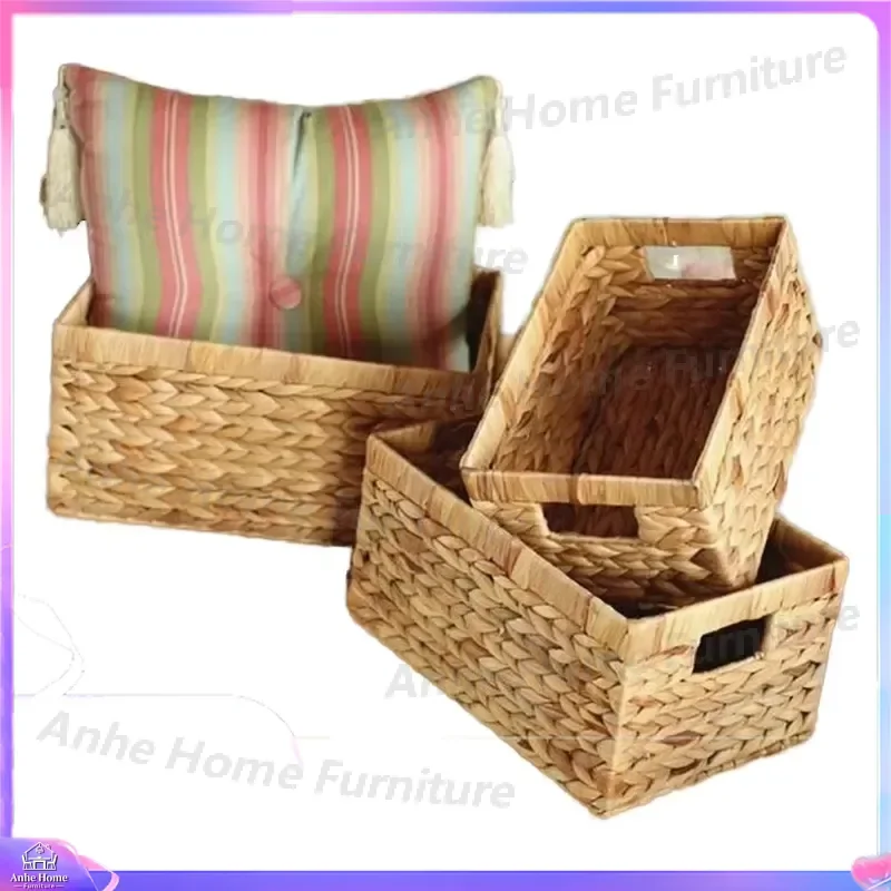 Handmade Water Hyacinth Pet Bed Cat Dog House Woven Basket with Handle Natural Storage Container Custom Size Vietnam Craft