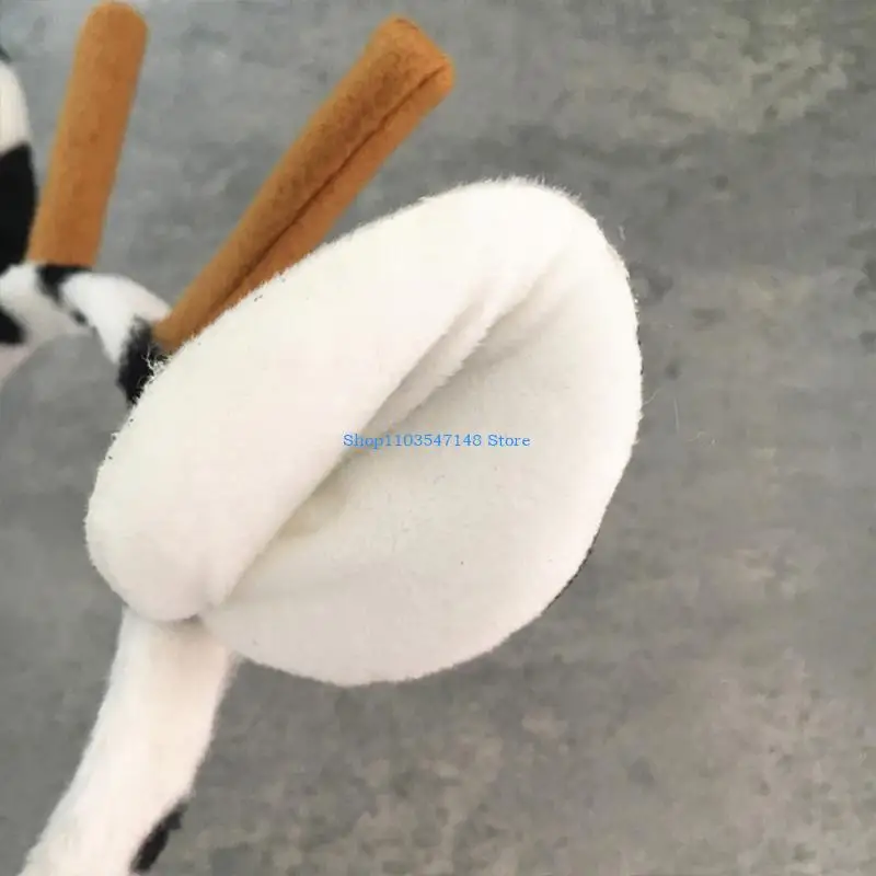 P88B Adult Kids Milk Cow Ears Horns Headband Funny Cartoon Animal Hair Hoop Cosplay Theme Party Performance Headpiece
