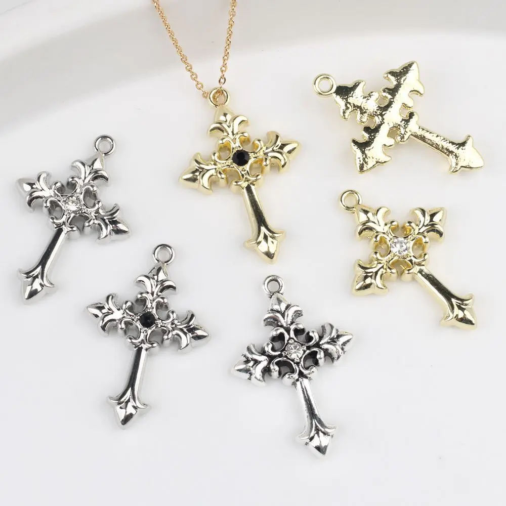 

10pcs/lot Simple Alloy Zircon Cross Pendant DIY Necklace Bracelet Jewelry Making Supplies