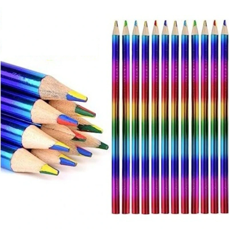 40Pcs Rainbow Colored Pencils Multicolored Drawing Pencil 4 Color in 1 Pencils