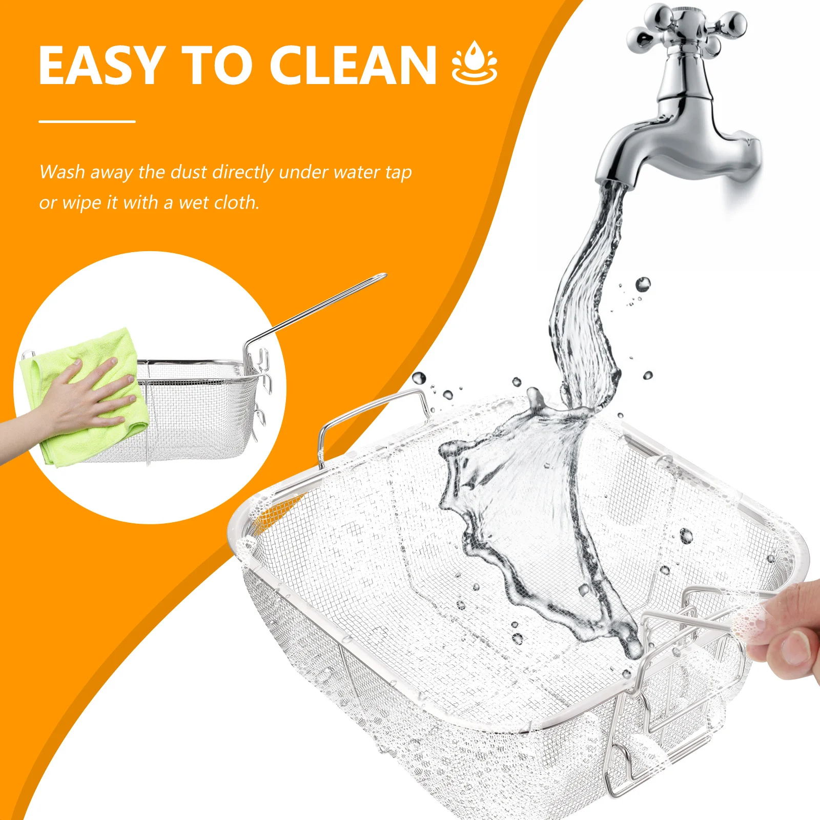 

1pc Square Frying Basket Stainless Steel Heavy Duty Deep Fryer Cooking Tool Oil Drainage French Fries Basket Fryer Replacement