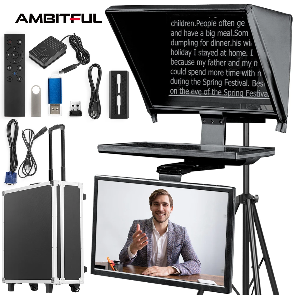 AMBITFUL T22 Big screen dedicated to live streaming Teleprompter for mobile phone tablet SLR camera to shoot video