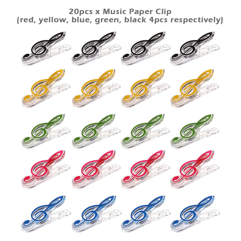 20pcs Plastic Stationery Music Paper Clip Transparent Bookmark Book Wide Use Page Holder For Reading Lightweight Multi Coloured