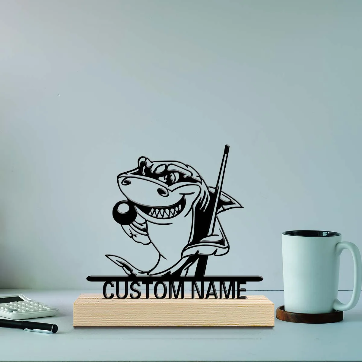 1pc Interesting Metal Desktop Decoration Custom Name Equipped with Wooden Base Desktop Decorations,Office Decorations