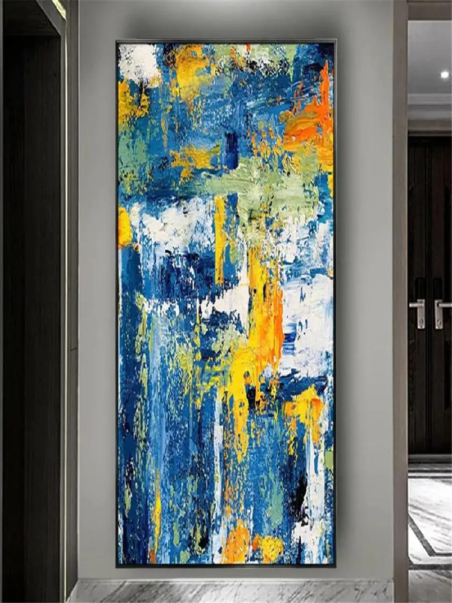 Hand Painted Colorful Abstract Knife Oil Paintings  Modern Wall Art for Living Room Home Decor Panel Art