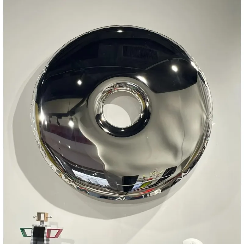 Modern Light Luxury Metal Donut Wall Decor Mirror, Stainless Steel Wall Art for Hotel & Sofa Background Decoration