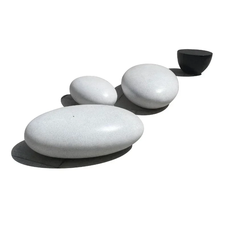 

Fiberglass shopping mall cobblestone leisure stool oval stone waiting for egg shell outdoor stool customization Hot sales