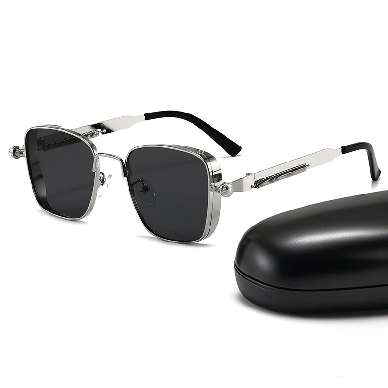 Square Steampunk Spring Leg Sunglasses For Men Women Fashion Classic Vintage Trend Metal Punk Sun Glasses Uni Eyewear 2025