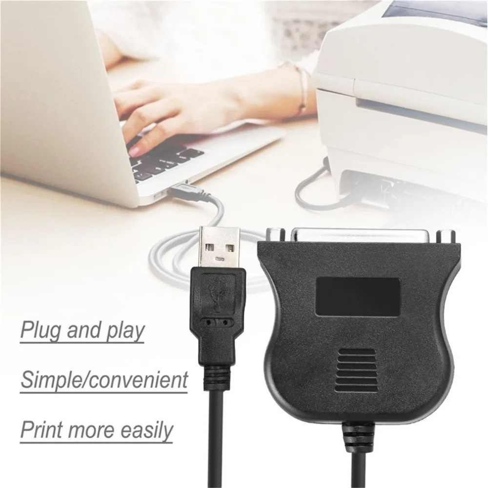 2026 Hot USB to 25 Pin DB25 Parallel Printer Cable Adapter Cord Converter Black Bi-directional Parallel Interface Communication