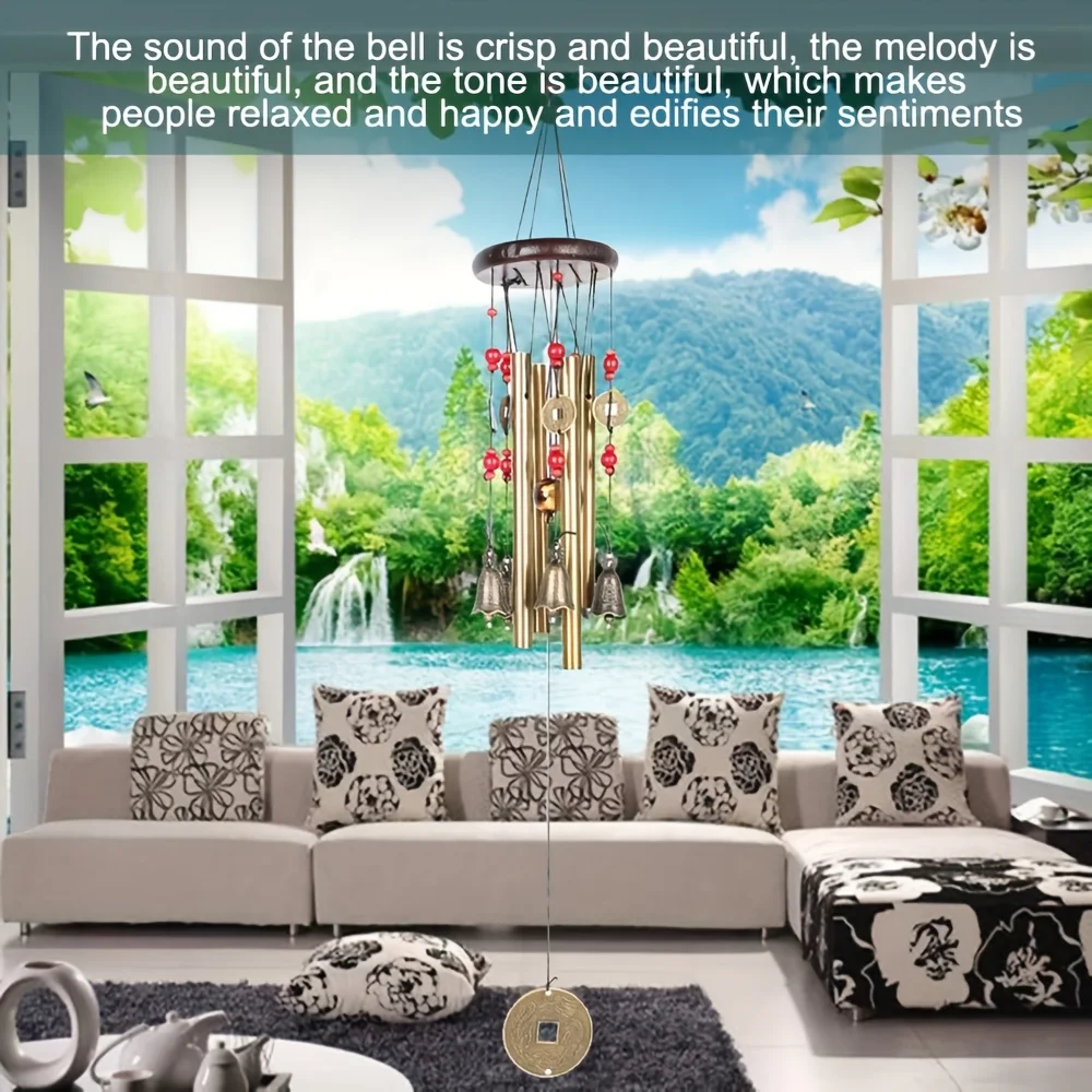 1Pcs Metal Wind Chimes Made Of High Quality Materials, Fortune And Treasure Wind Chimes, Durable, Suitable For Outdoor Patio