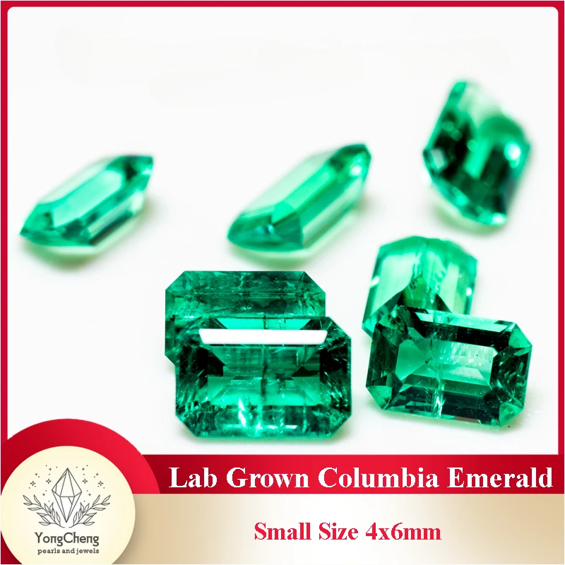 Lab Grown Small Size Columbia Emerald 4x6mm Emerald Cut for Charms Jewelry Making DIY Ring Necklace Earrings Main Materials