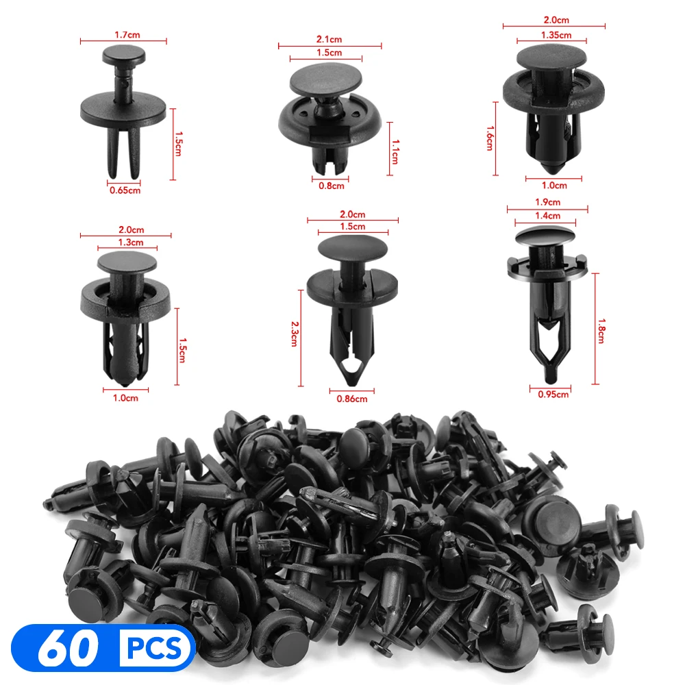 60pcs Mixed Auto Fastener Clip For Lada Granta Vaz Kalina Priora Niva Samara 2 2110 Largus 2109 2107 2106 4x4