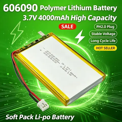 606090 3.7v 4000mAh  Polymer Lithium Battery Rechargeable Lipo Battery For GPS MP4 Camera Power Bank Tablet Electric Toys