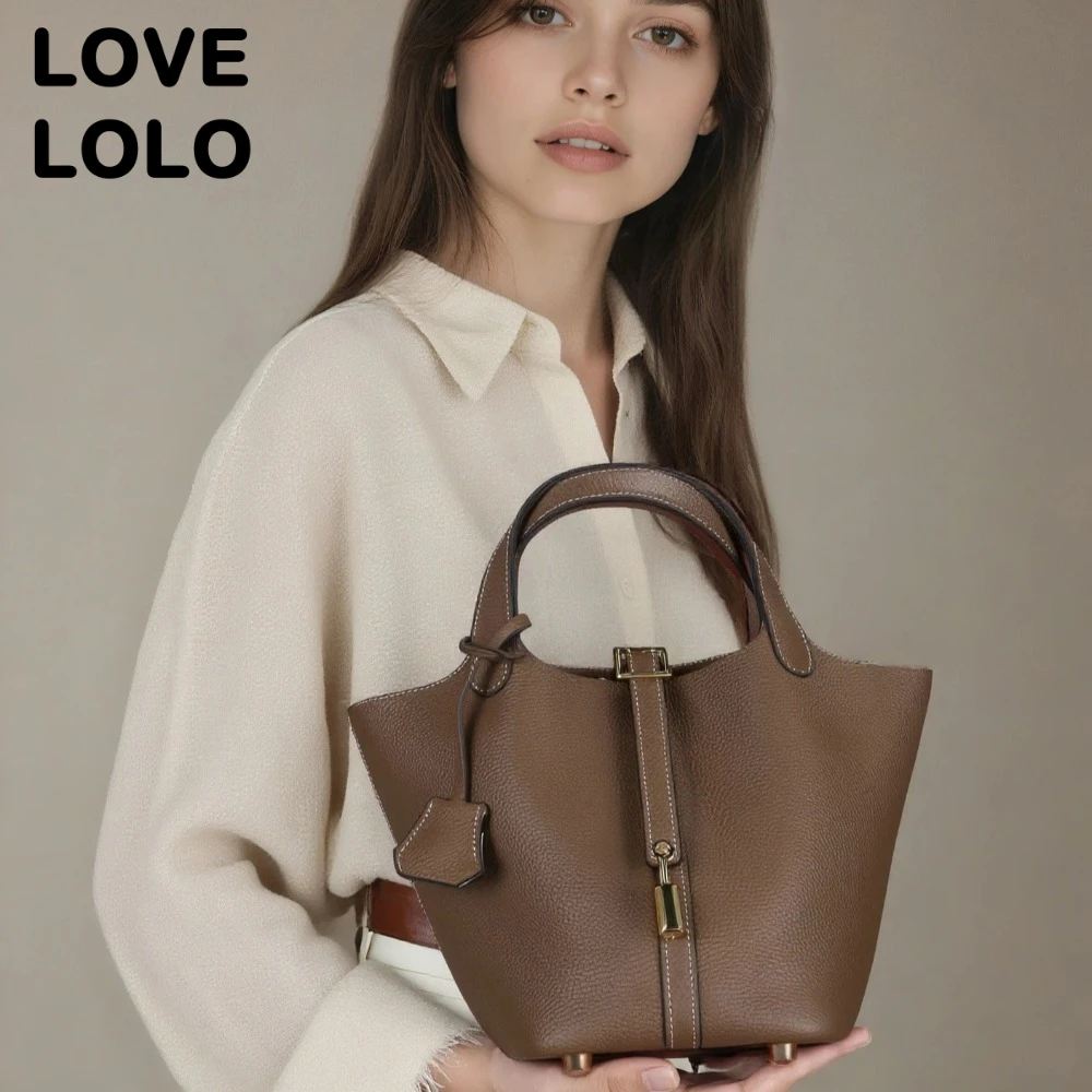 

2025 Новая сумка-ведро из натуральной кожи, роскошная сумка для мамы с металлическим замком, сумка-хобо и сумка для подгузников для женщин, повседневная сумка через плечо