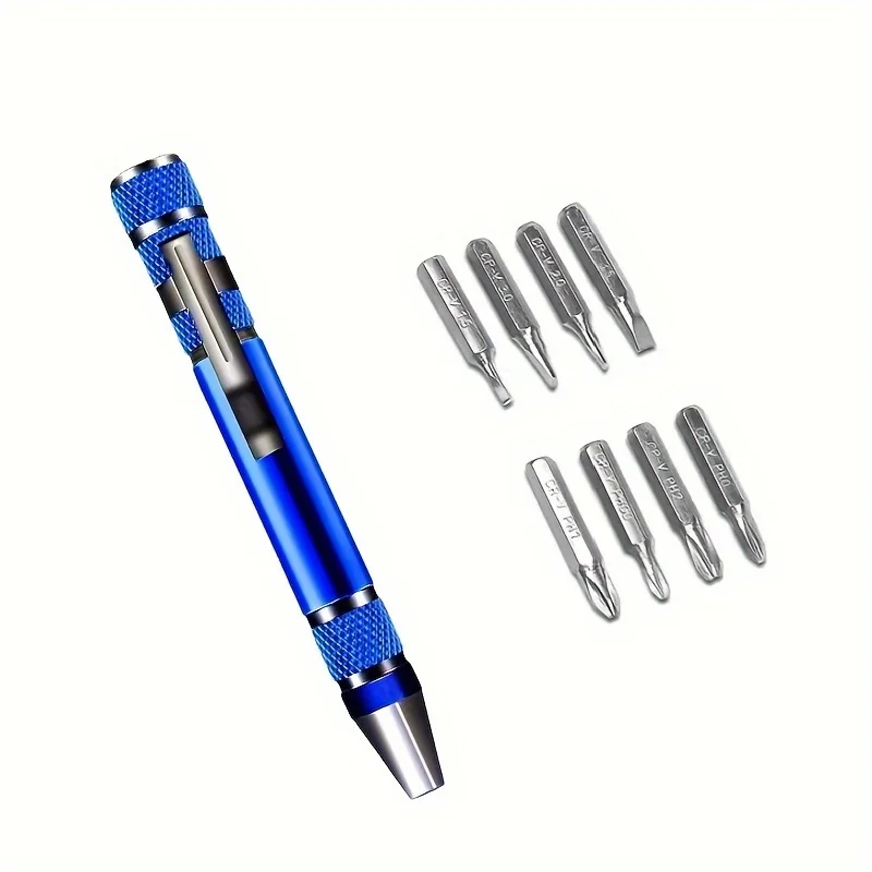 1pc Multi-functional 8-in-1 Screwdriver Set, Aluminum Alloy Tool, Precision Cross & Flathead Driver, Repair Kit, Portable & Dura