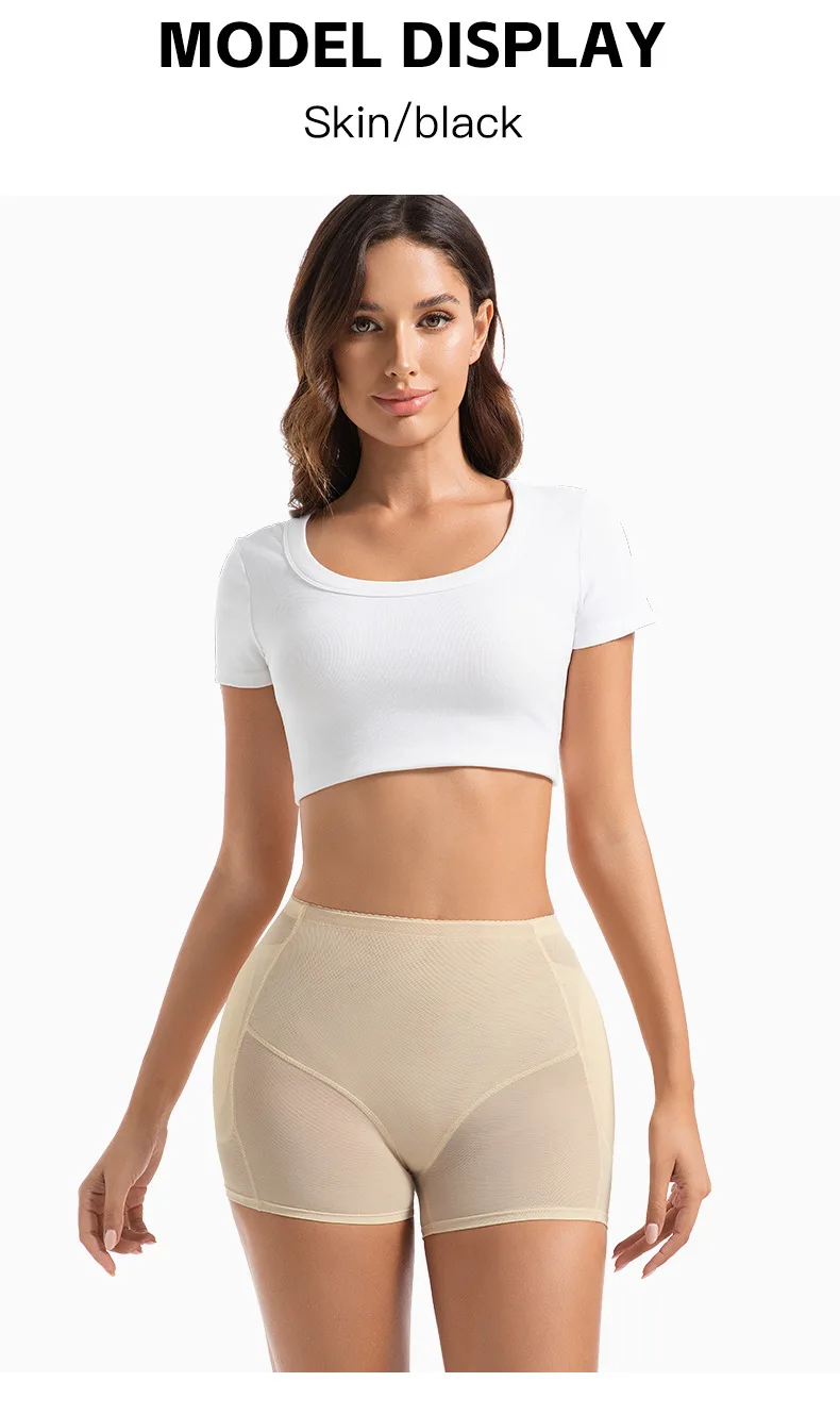 Damen 4-Pad Po-Lifter-Höschen mit hoher Taille, Bauchkontrolle, Shapewear, Hüftverstärker, Netz-Slips, Bauchstraffende Body-Shaper-Shorts – Detail 17