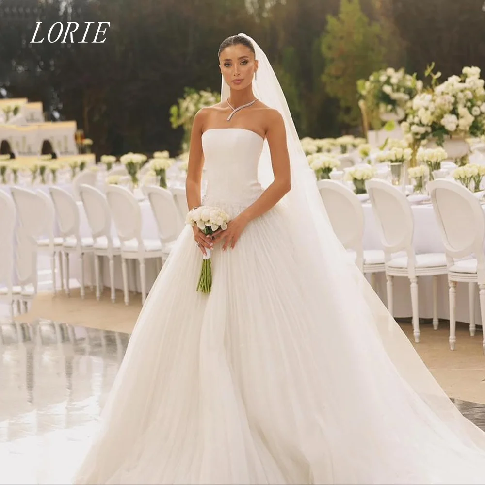 LORIE فاخر الوهم ألف خط فستان الزفاف أنيق بدون حمالات فساتين زفاف زينة الديكور ثوب زفاف مخصص 2026 #1