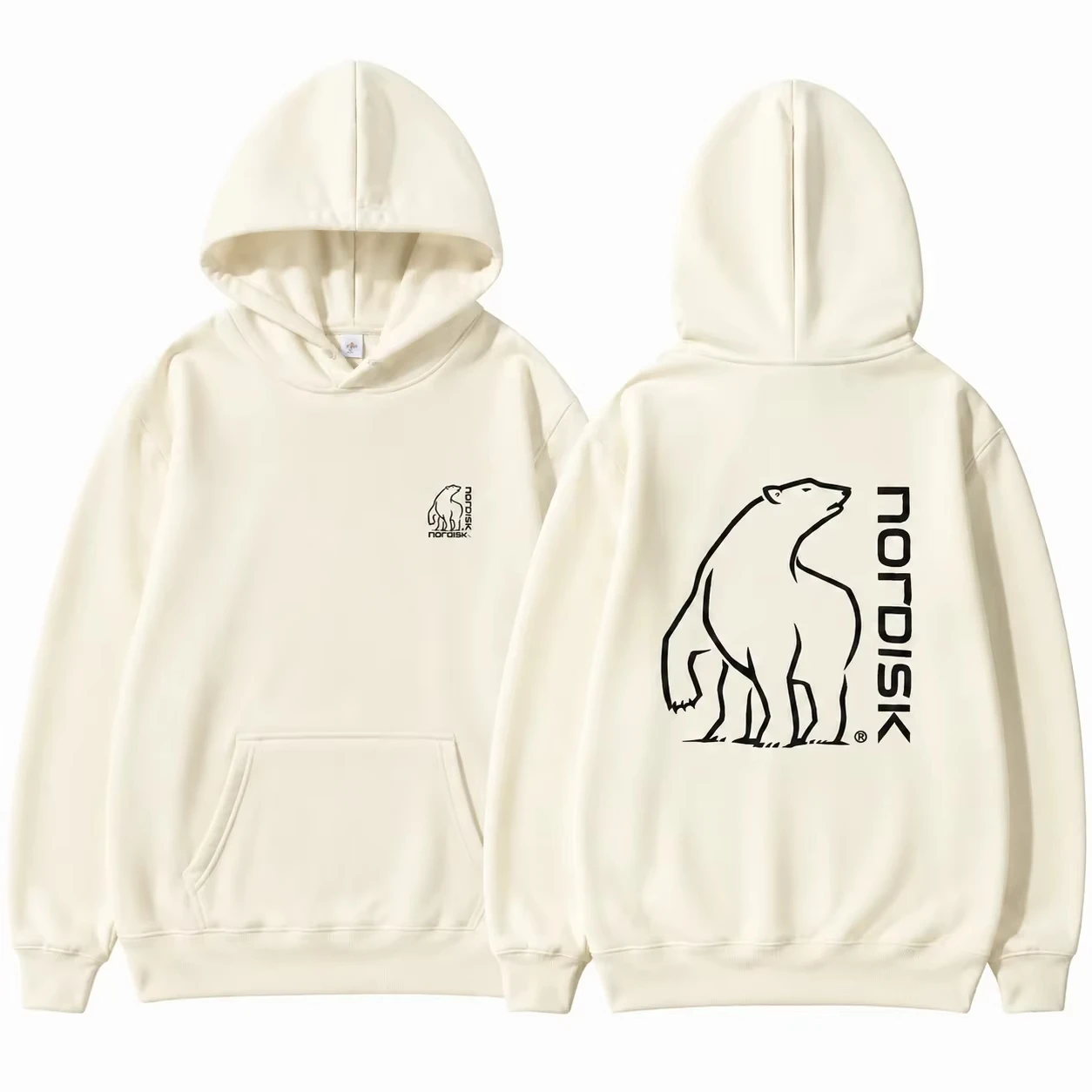 2026 Unisex Big Polar Bear Graphic Hoodie, Autumn Winter Outdoor Casual Sweatshirt, High Quality Pullover Tops For Men Women
