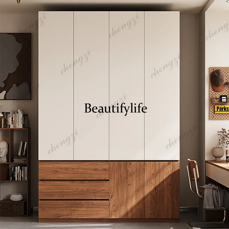 Y136 Y136 Solid wood household bedroom door to top segmented handle-free modern simple high-end wardrobe storage cabinet