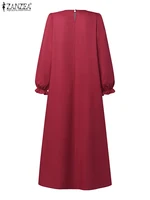 ZANZEA-Robe Longue Vintage pour Femme Musulmane, Abaya, Hijab, Bohème, Imprimé Floral, Dubaï, Turquie, Automne 2025 5