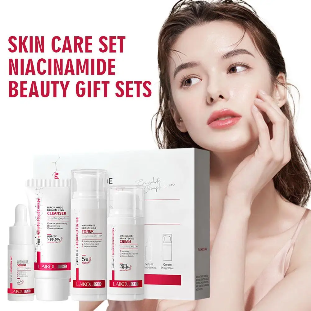 Niacinamide Essence Set per la cura della pelle Toner crema per il viso detergente per il viso controllo dell\'olio Kit idratante profondo pulito Set