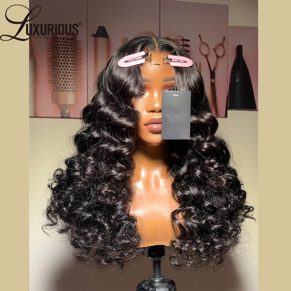 Gorgeous Loose Deep Wave Lace Frontal Human Hair 13x4 13x6Lace Front Wig Human Hair Natural Black Color Body Wave Wig Preplucked