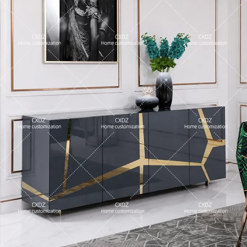Simple Post Modern Light Luxury Solid Wood Entrance Cabinet Neoclassical Decorative Locker for Living Room Dining Side