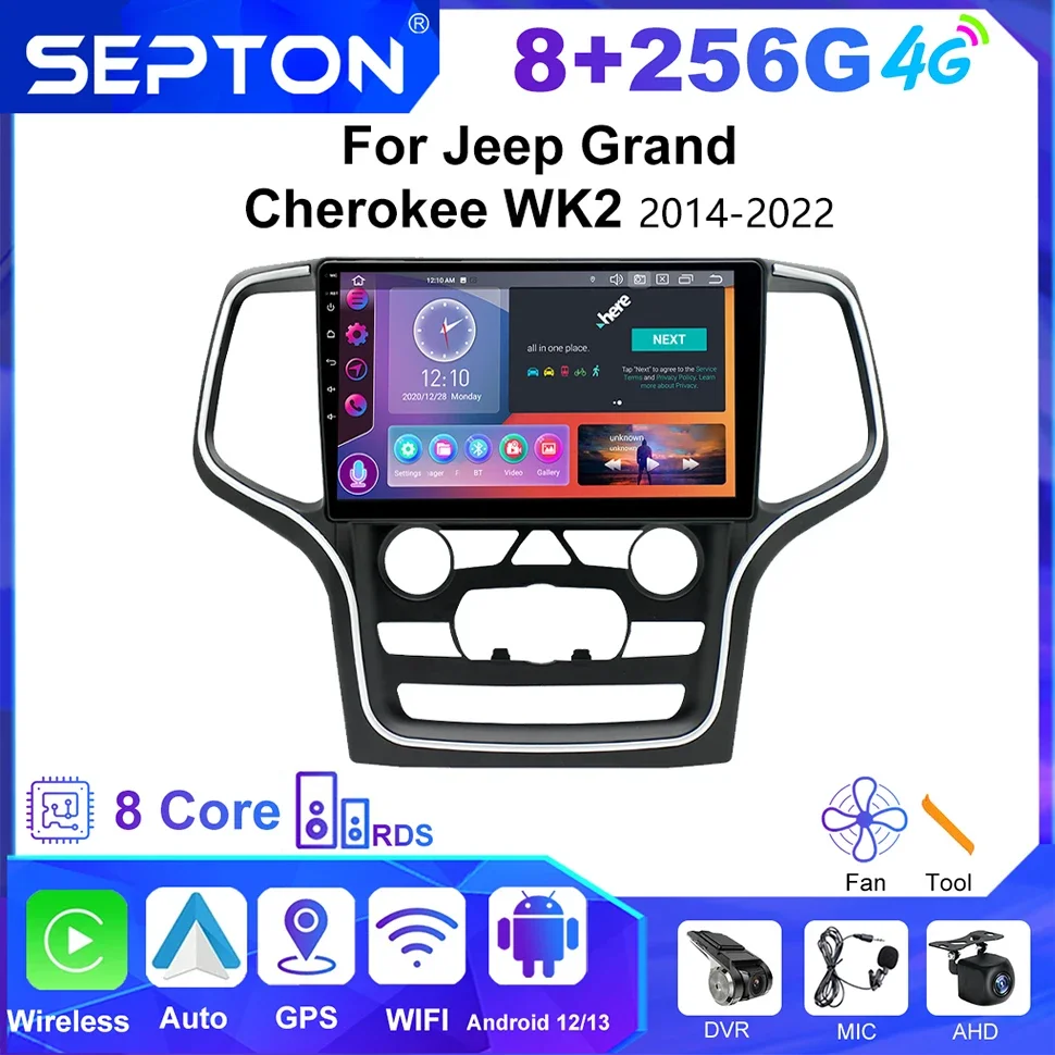 

SEPTON 2Din автомобильное стерео радио для JEEP Grand Cherokee WK2 2014-2022 Android мультимедийный проигрыватель Viedo GPS CarPlay головное устройство Navi 4G