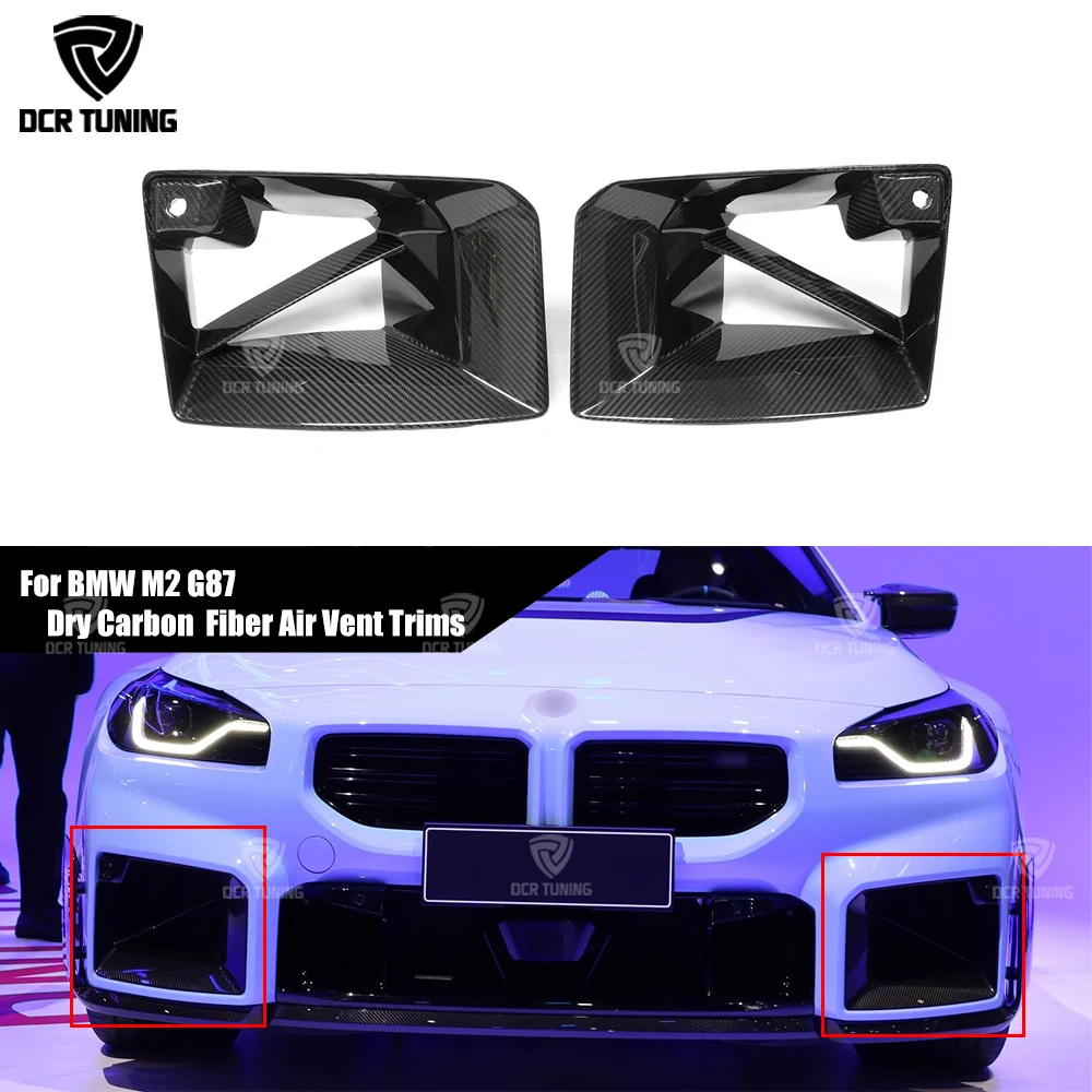 

For BMW M2 G87 Coupe 2023+ MP Style Real Dry Carbon Fiber Front Bumper Air Vent Trims Cover Lip Splitter Fins Fog Lamp Covers