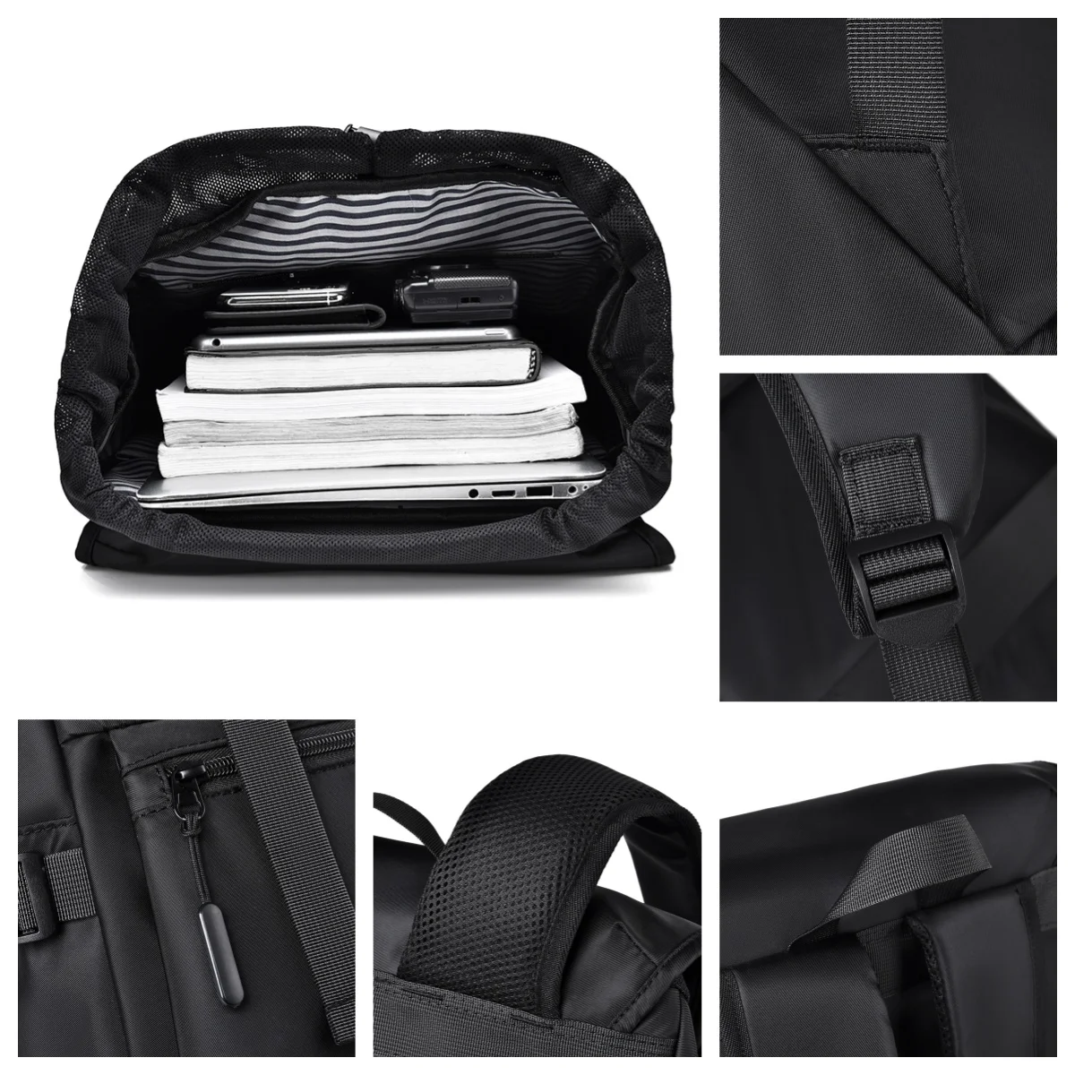 حقيبة ظهر رجال الأعمال خفيفة الوزن مقاومة للماء مقاس 15.6 بوصة للكمبيوتر المحمول حقيبة ظهر برباط للرجال بسعة كبيرة #5