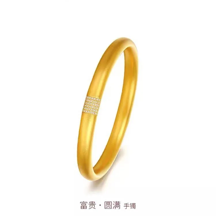 9999 real gold 24K yellow gold Fugui perfect bracelet Seiko ancient method inheritance row drill solid bracelet