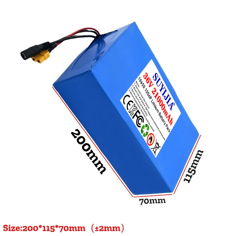 

21000mAh High Capacity 10S6P 36V 18650 Rechargeable Lithium-ion Battery with Built-in BMS for 36V 21AH Electric Scooter Battery