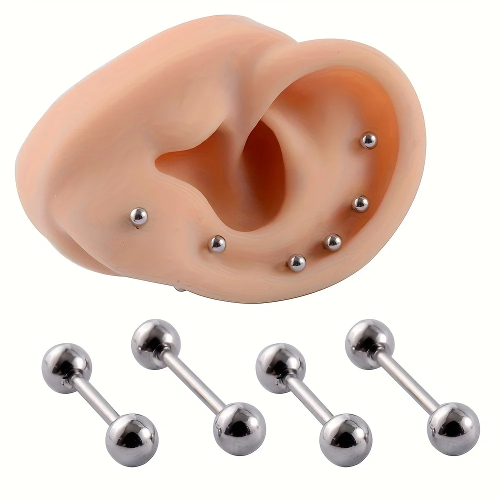 10pcs Minimalist Stainless Steel Ear Tragus Cartilage Ball Barbell Stud Earring Conch Ear Lobe Helix Cartilage Piercing Jewelry