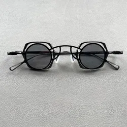 Top Quality Titanium Alloy with Clip on Sunglasses Retro Style Glasses for Men and Women Small Round Square Myopia Eyewear UV400