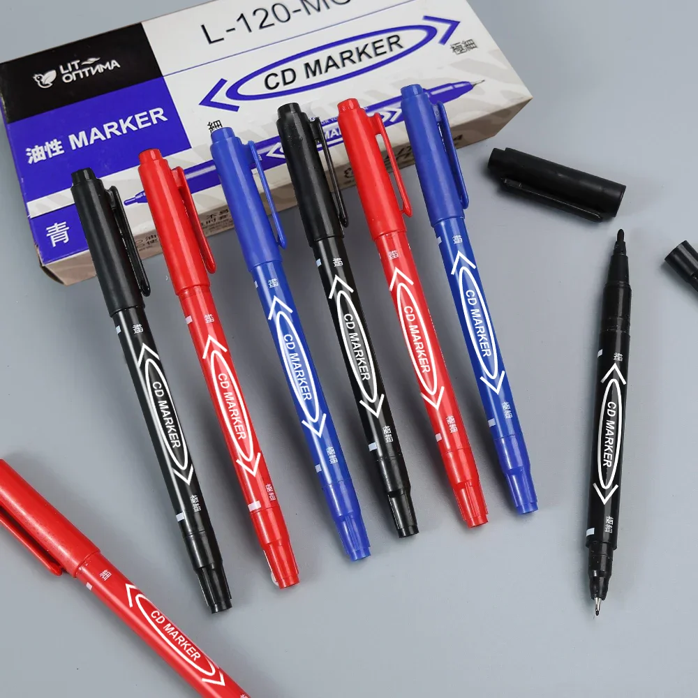 10pcs Dual-Tip Black Tattoo Skin Marker Piercing Art Marking Pen Tattoo Supply For Permanent Makeup Life Office Supplies