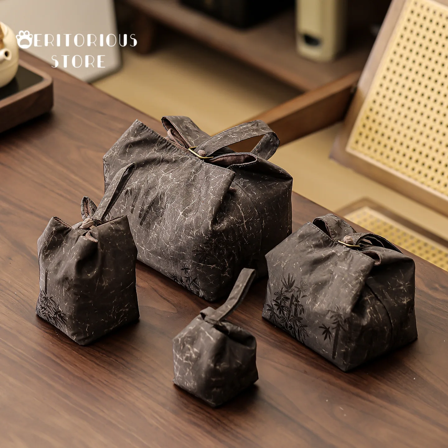 

Brocade Cloud Yarn Portable Tea Bag Teacup Pot Tea Cozy Outdoor Travel Chinese Teapot Warm Cover Large Capacity Dish Silk Bags