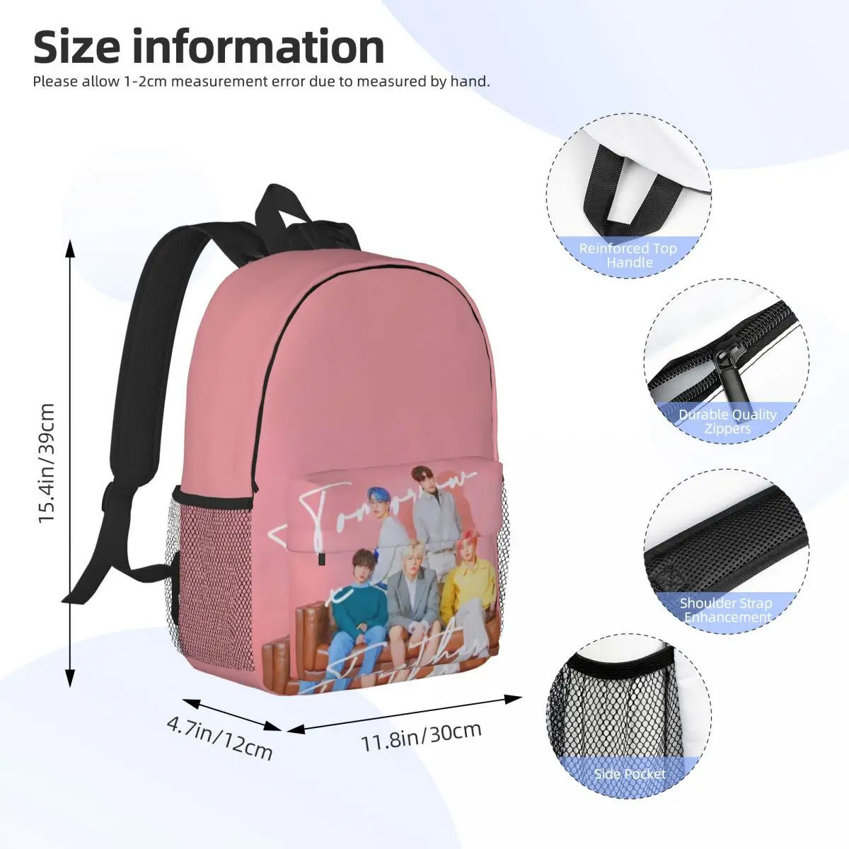 TXT Fashion Kids Backpack Women Teenagers Schoolbags Travel Laptop Backpack