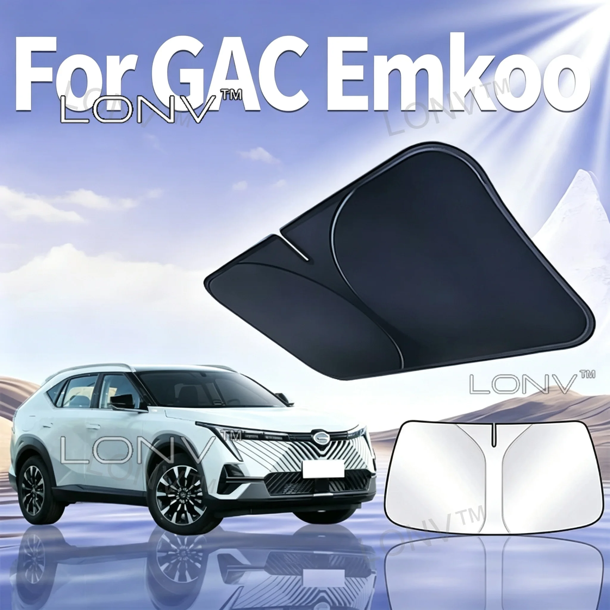 For GAC Emkoo  2026 2027 2023 2024 2025 Car Sunshade Front Windshield Shade Cover Foldable Car Heat Insulation Accessories