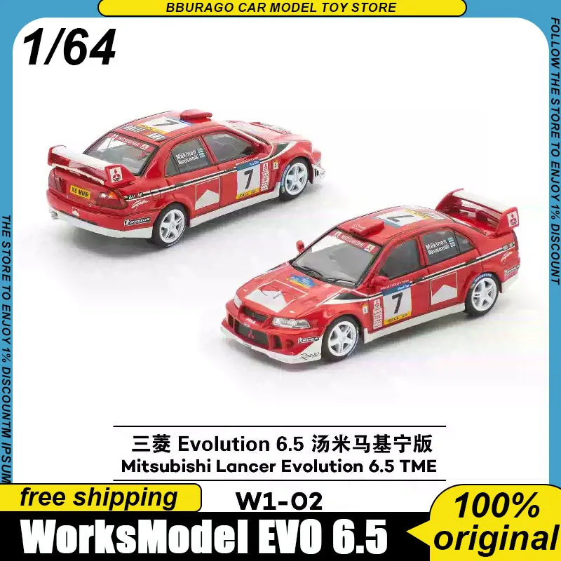 Worksmodel 1:64 Lancer Evolution 6.5 Edición Tommi Makinen, Modelo de Auto Fundido a Presión, Versiones de Calle y Rally, Juguetes, Regalos para Niños, Adorno