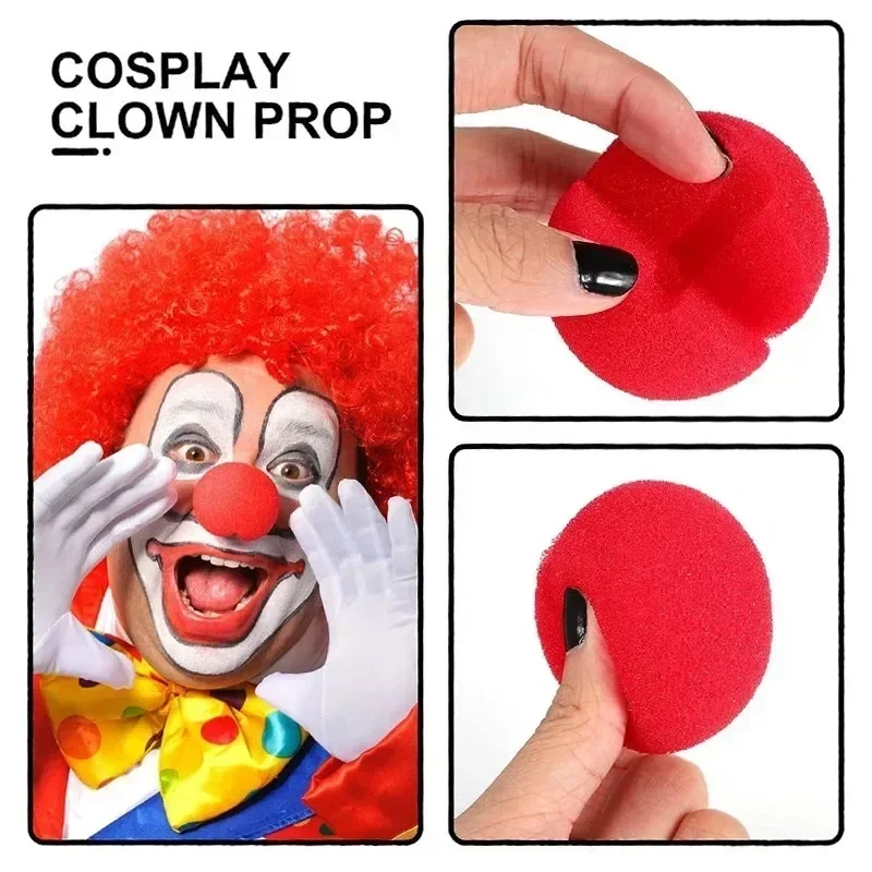 40/5PCS Red Funny Clown Nose Foam Sponge Ball Nose Cosplay Costume Props Circus Performance Halloween Party Decor Supplies