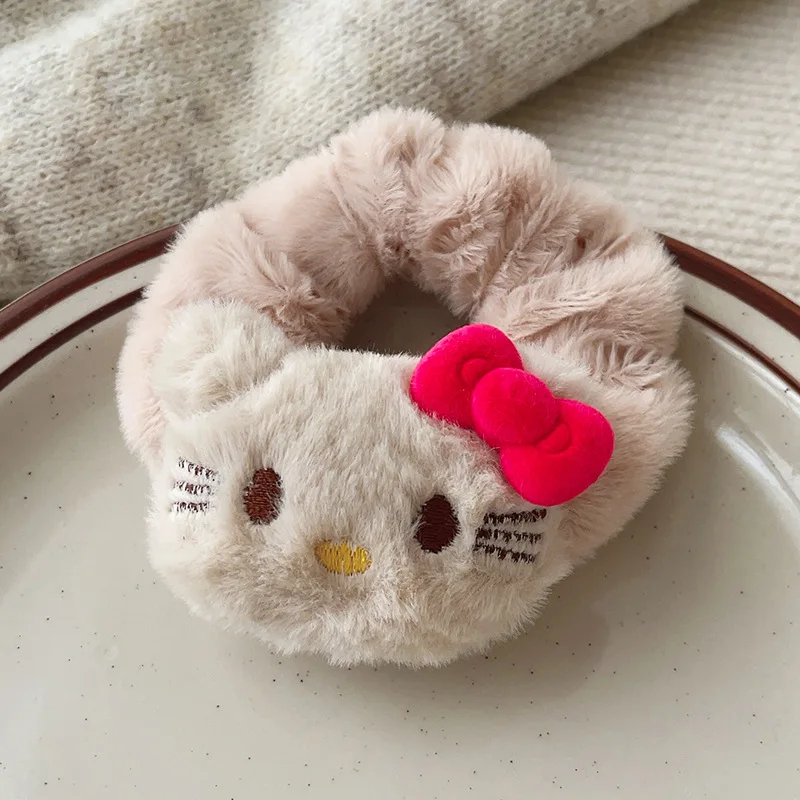 6 pçs kawaii para hellokitty acessórios de cabelo de pelúcia faixas de cabelo anime corda de cabelo alta elástica bandana para meninas presentes para crianças
