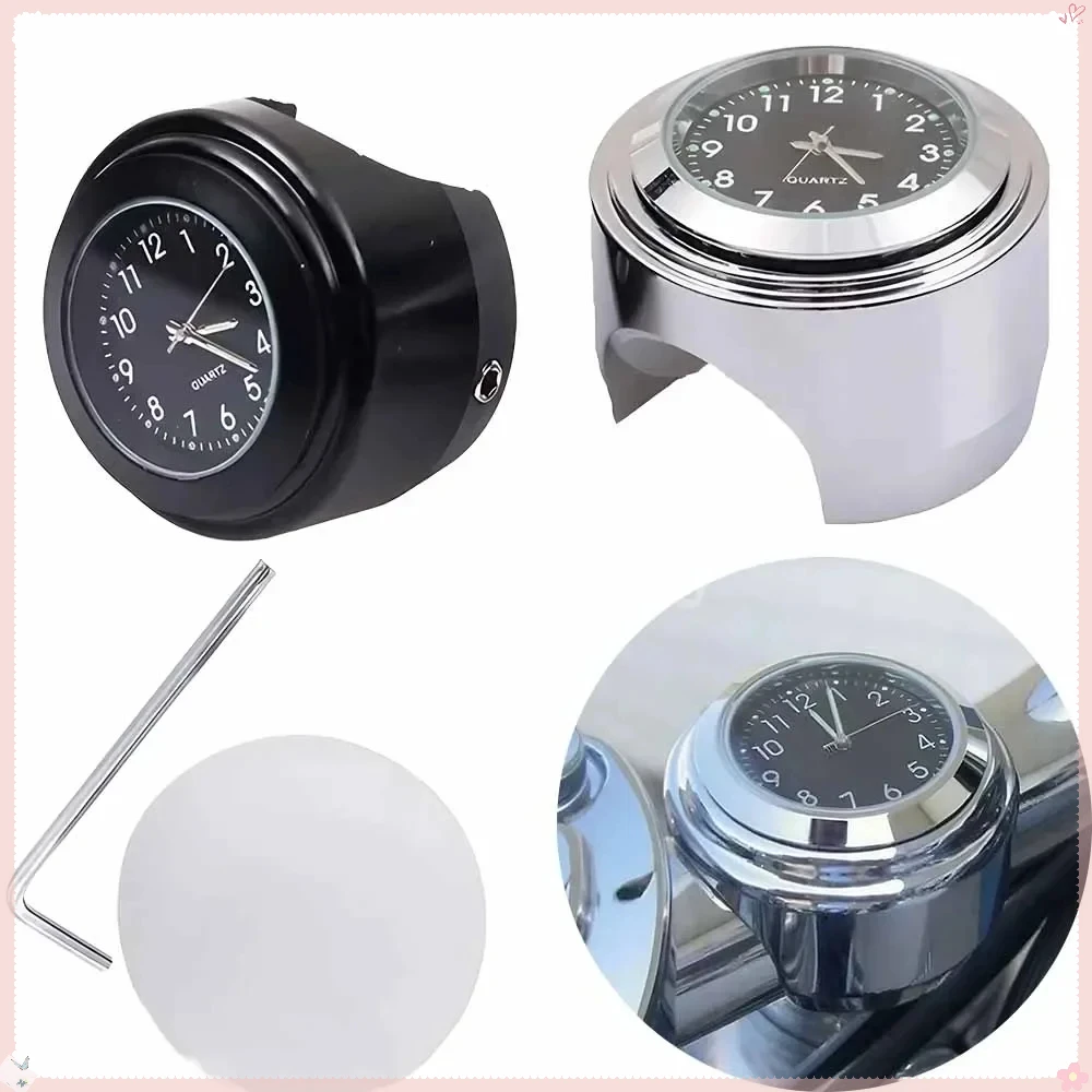 Motorcycle Quartz Clock 7/8 Inch Waterproof Chrome Handlebar Mount Luminous Aluminum Watch Motorcycle Parts Accessories