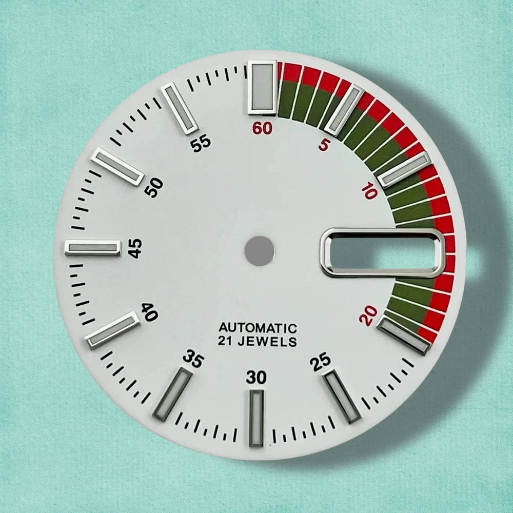 28.5 مللي متر S5 شعار الغوص الهاتفي صالح NH36/4R36 حركة الأخضر مضيئة ماتي المزدوج التقويم ساعة مزدوجة تعديل الملحقات #3