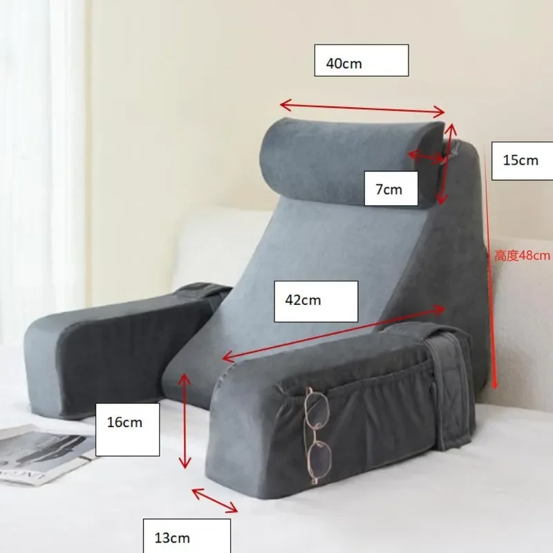 Vekkia Wedge Reading Pillow For Bed Ergonomic Back Support Lumbar Cushion Sit On Floor Soft Arm Rest Wedge Pillow
