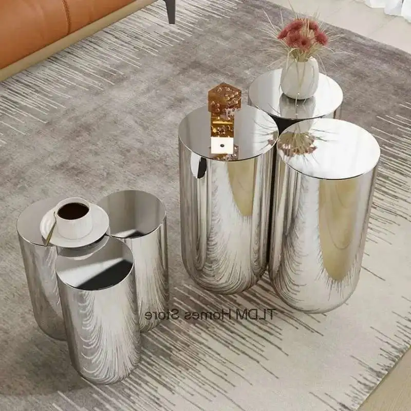 

Средневековый диван из нержавеющей стали для гостиной, приставной столик, современный небольшой круглый стол, комбинированный домашний журнальный столик 사이드테이블 Top