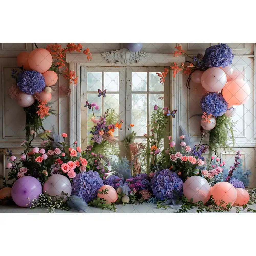 Baby 1st Birthday Party Backdrop Photography Balloon Arch Butterfly Wedding Bride Pregnant Woman Photo Photographic Background