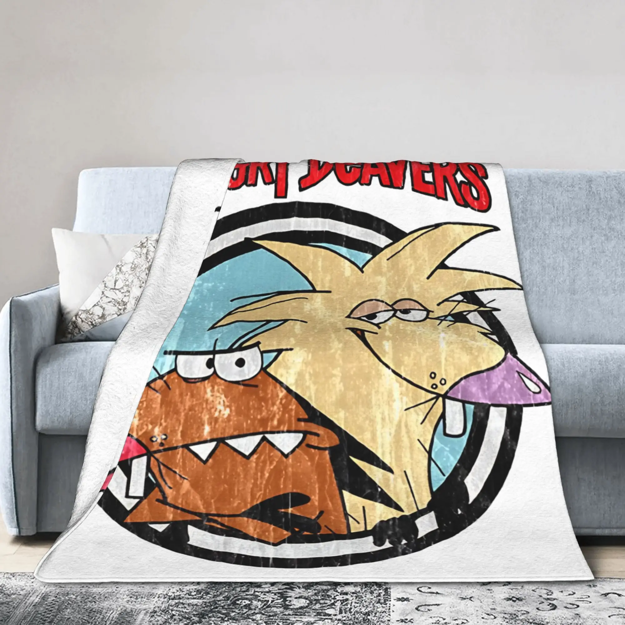 Стильное одеяло Angry Beavers Daggett & Norbert Feverish из супермягкого флиса, удобное покрывало, подходит для машинной стирки.