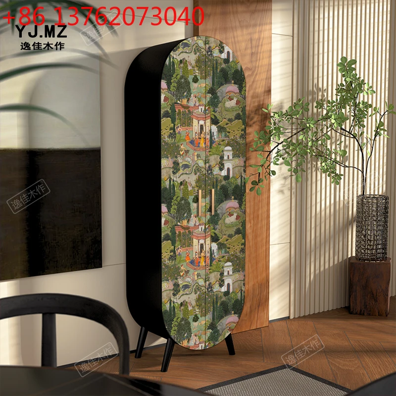 

Французский ретро винный шкаф из цельного дерева, зеленый декоративный шкаф для хранения в гостиной